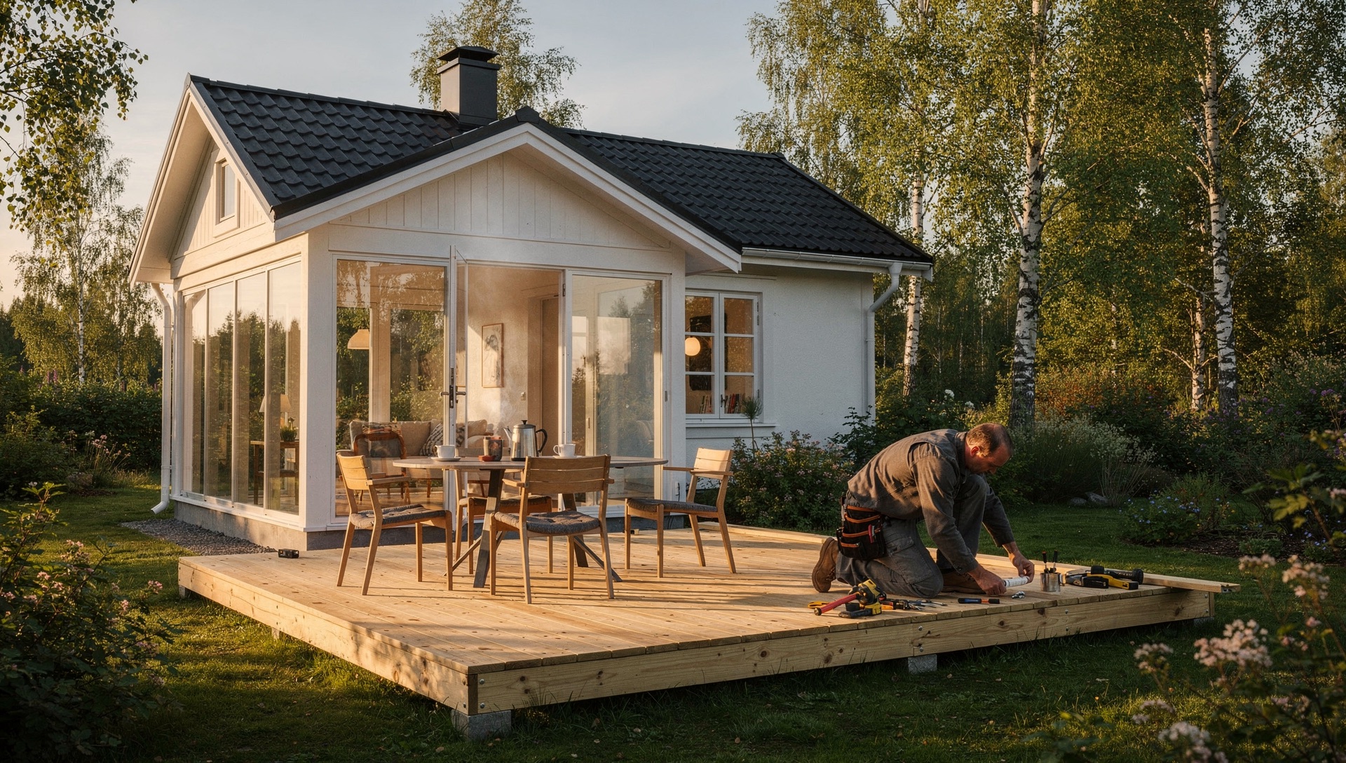Altan & uterum vid en svensk villa.