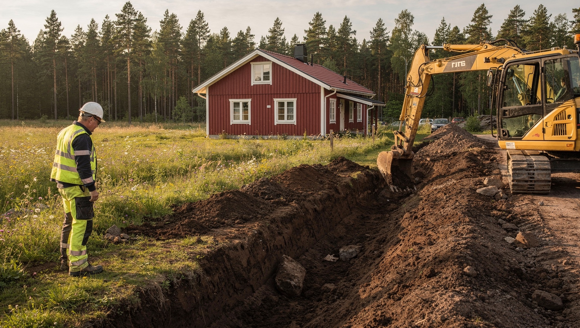 Enskilt avlopp vid en svensk villa.